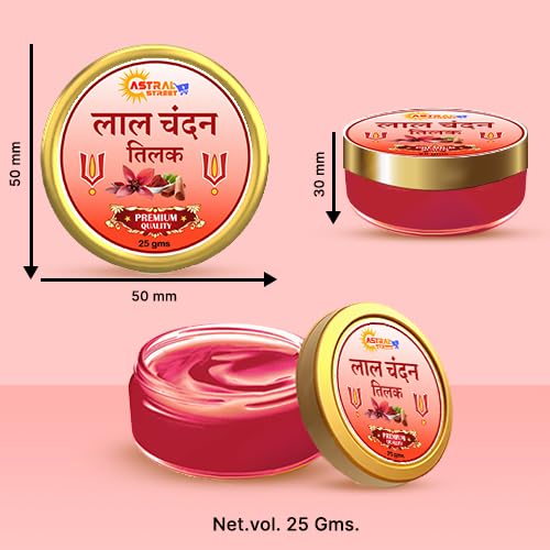 Astral Street Red Chandan Tilak + Kesar Chandan Tilak- + Safed Chandan Tilak 25gm pack of 3